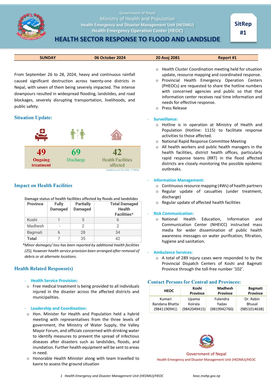 Health Sector Response to Flood and Landslide #1