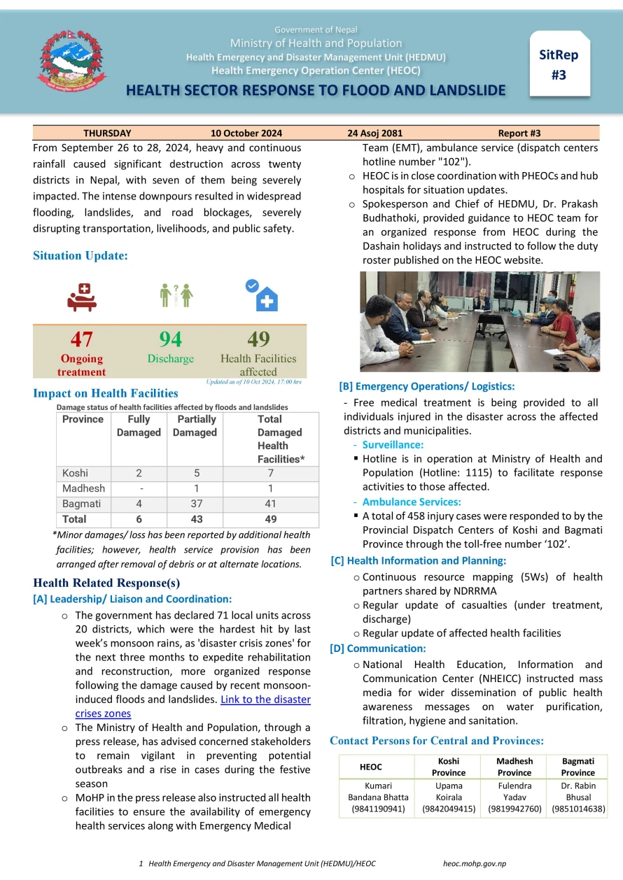 Health Sector Response to Flood and Landslide #3